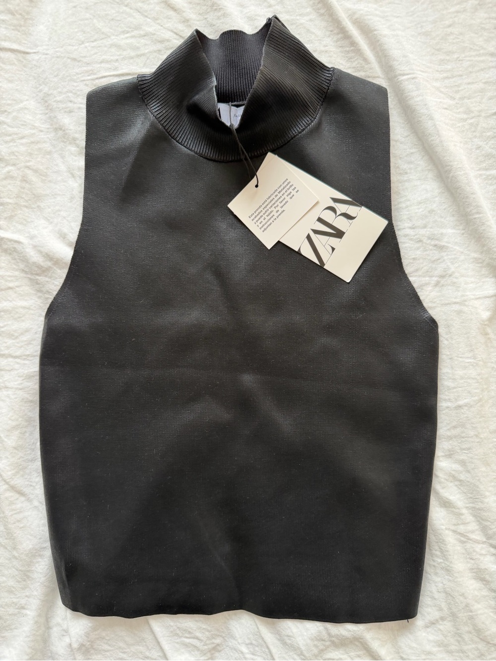 Zara Black Mock Neck Sleeveless Tank